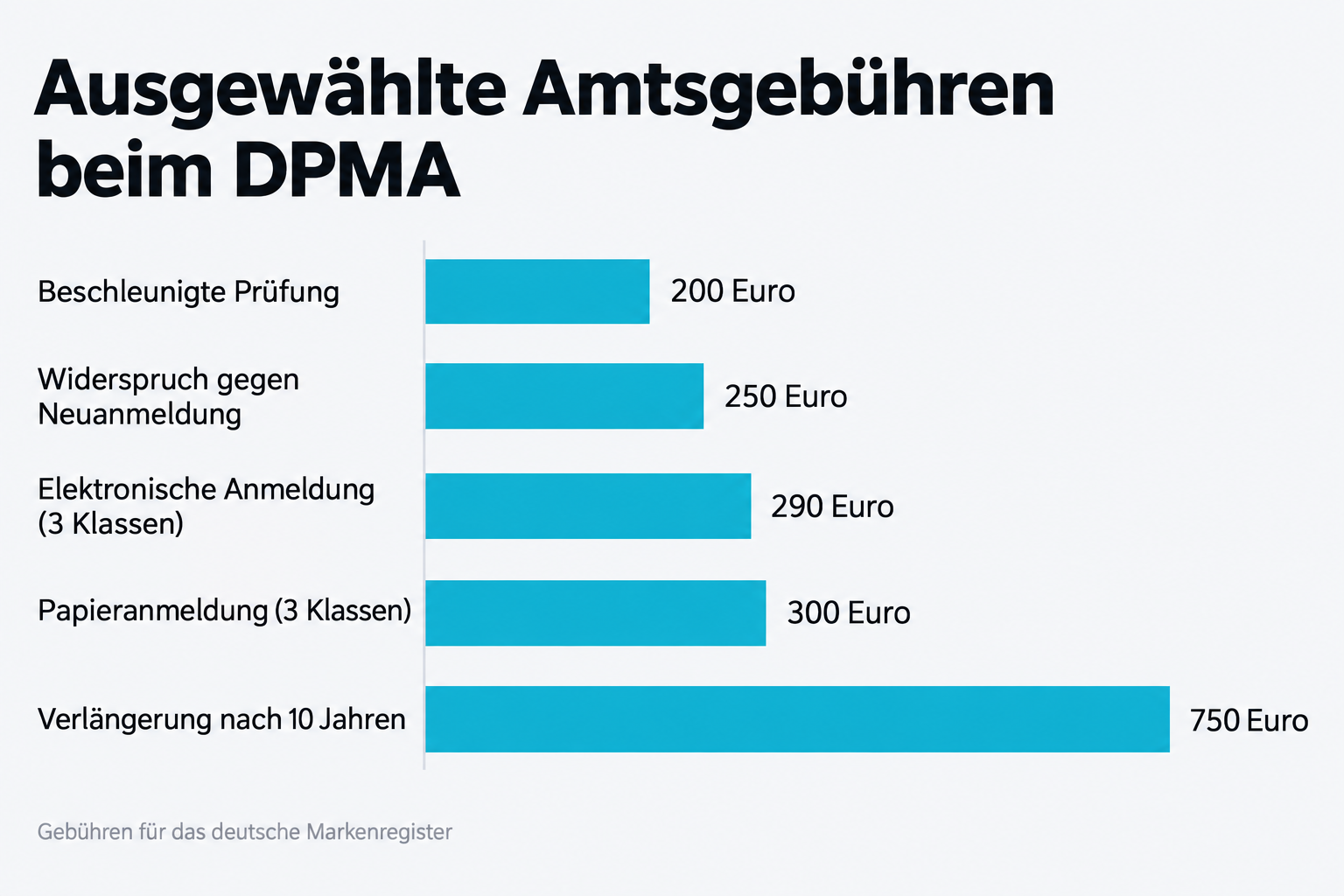 Ausgewählte Amtsgebühren beim DPMA